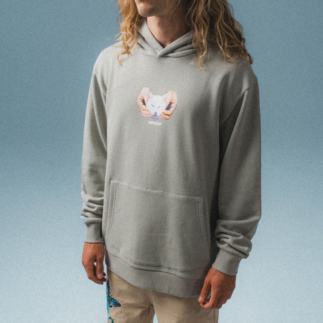 HOODIE RIPNDIP HAPPY KITTY HOODIE (SAGE)
